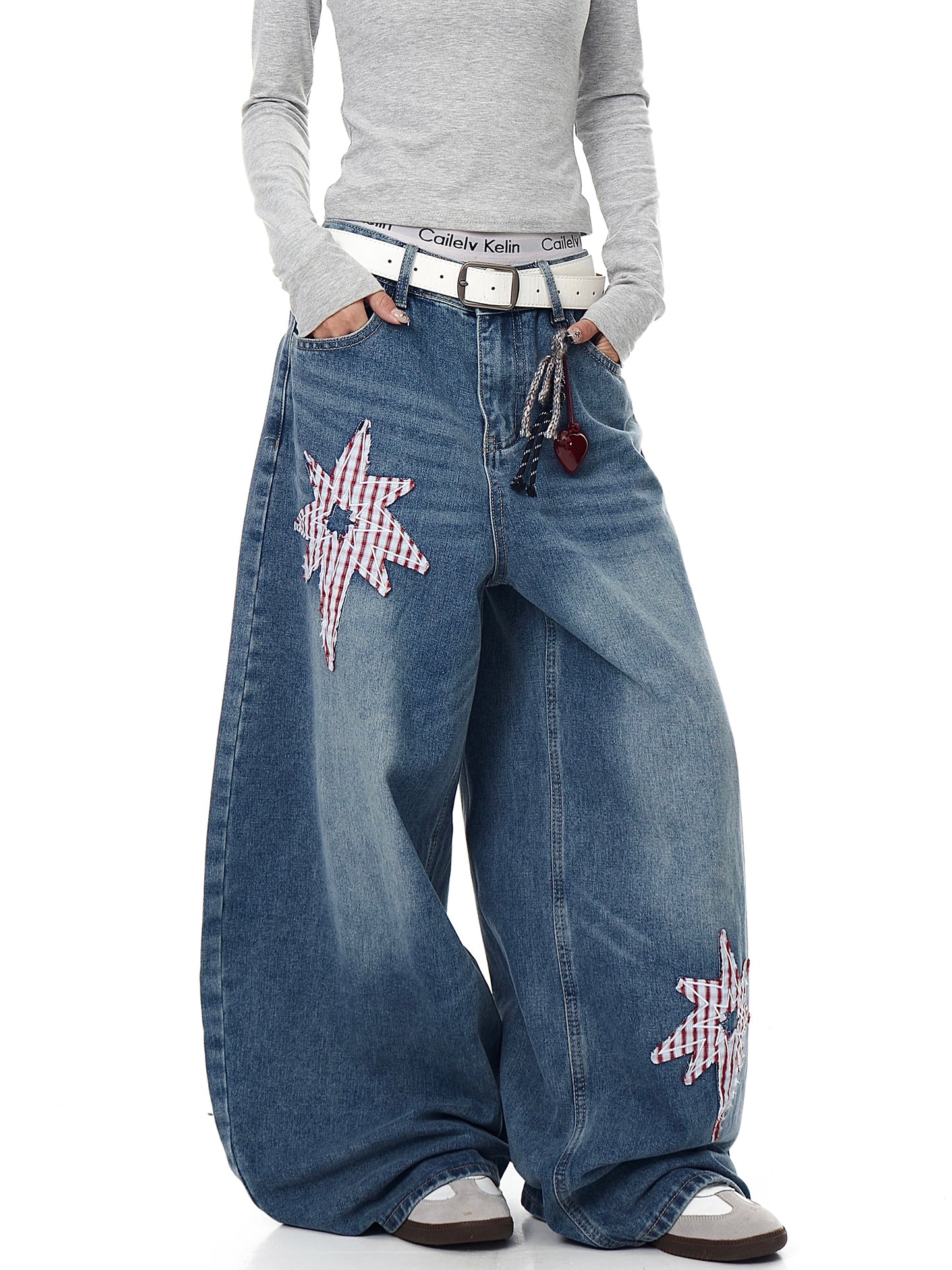 Retro XINGX Patch Machete Jeans Loose Wide Leg Pants