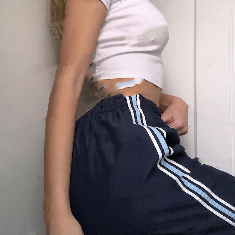Vintage Contrast Striped Straight Leg Pants
