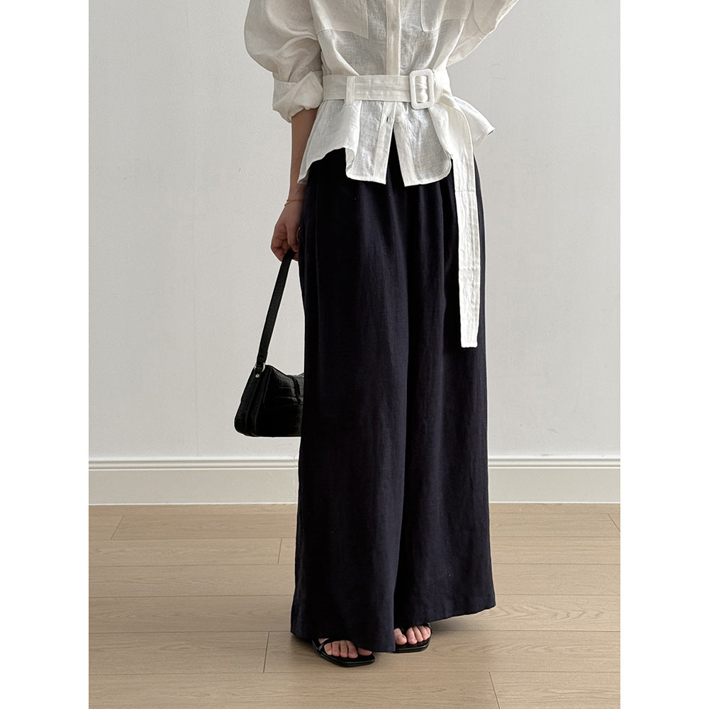 Thin Drape Slim-fit Wide-leg Pants