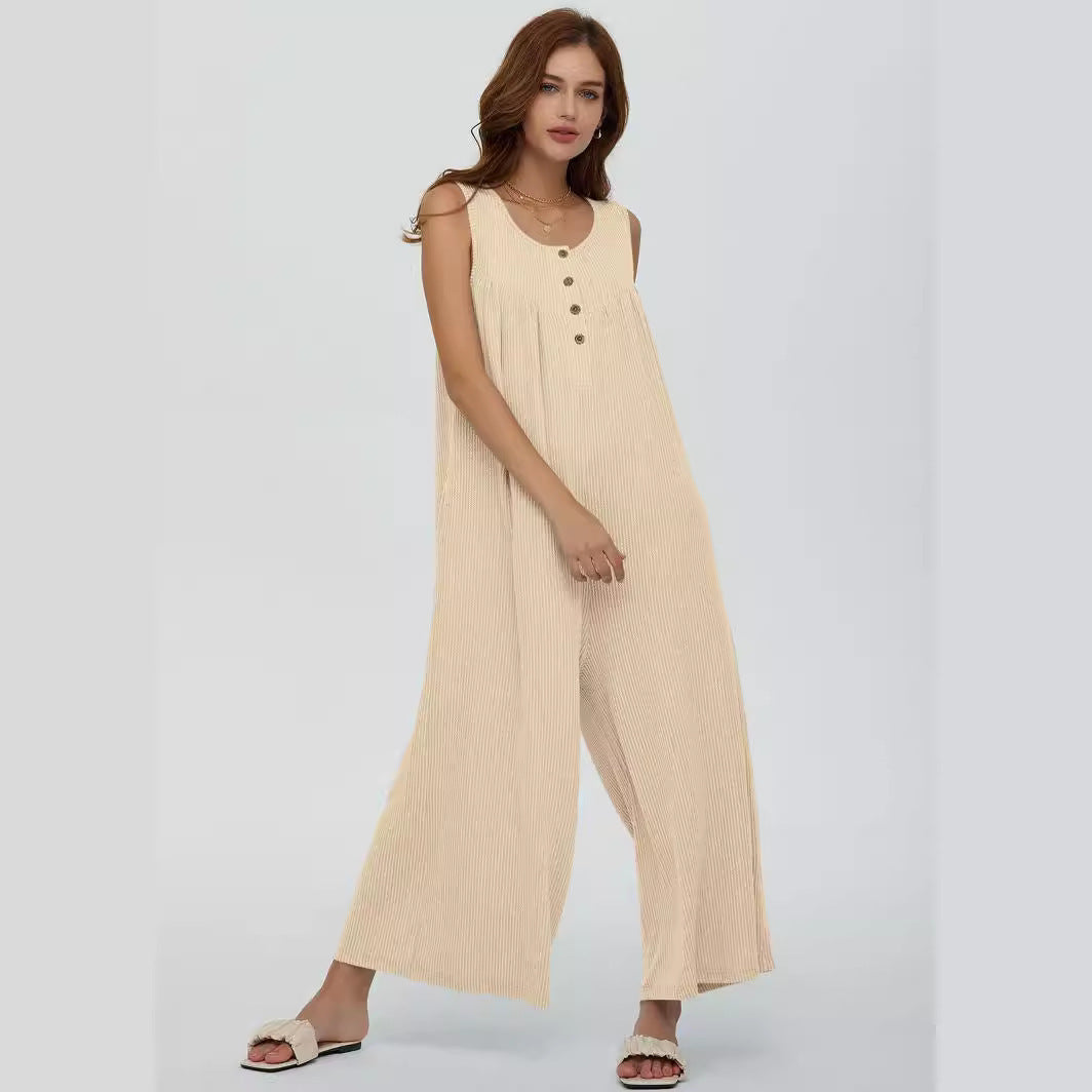 Sommer Europæisk og Amerikansk Stil Frisk Casual Dame Jumpsuit Med Lommer