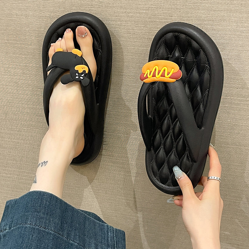 Women's Summer Cute Sausage Dog Beach Non-slip Soft Bottom Outdoor Flip-flops