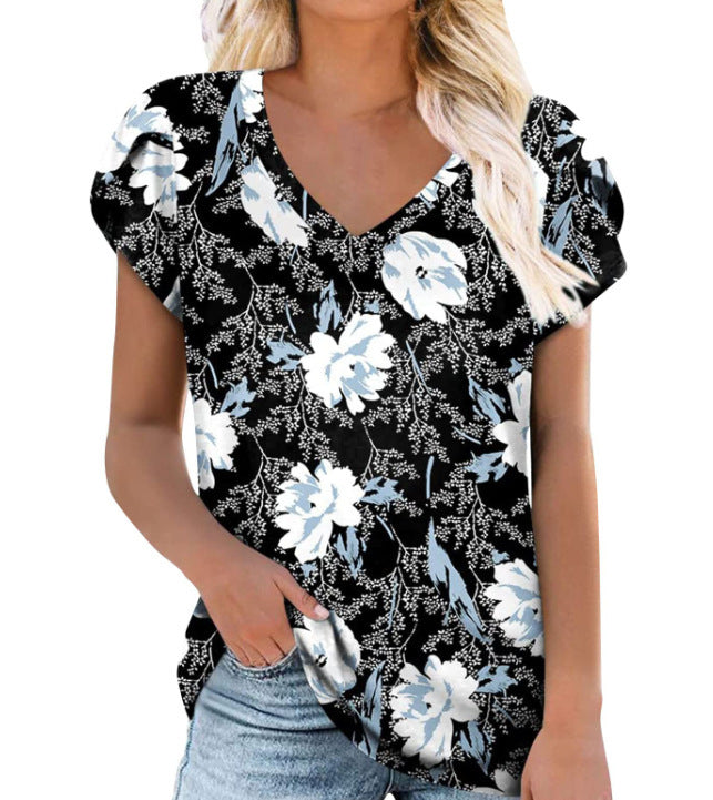 Milk Silk Abstract Character Positioning Printed V-neck