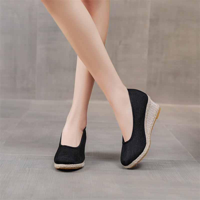 High Heel Women's Shoes Work Shoes Pointed Straw Pumps