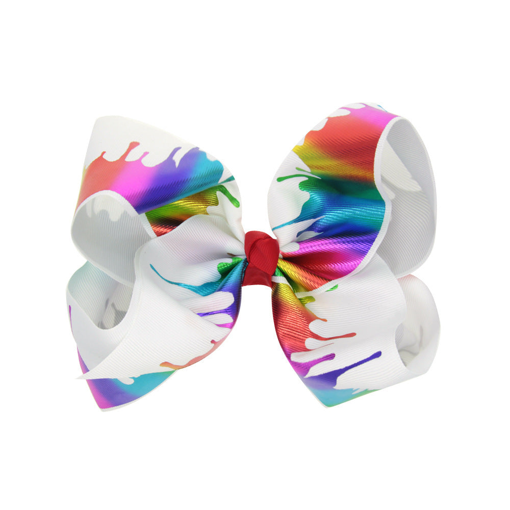 8 Inch Kids Big Bow Bronze Heart Hair Clip
