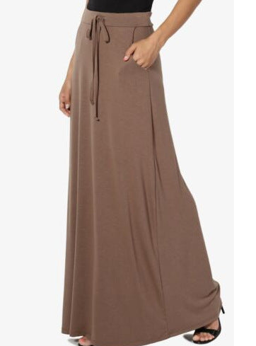 Versatile Solid-Color Drawstring Skirt For Women