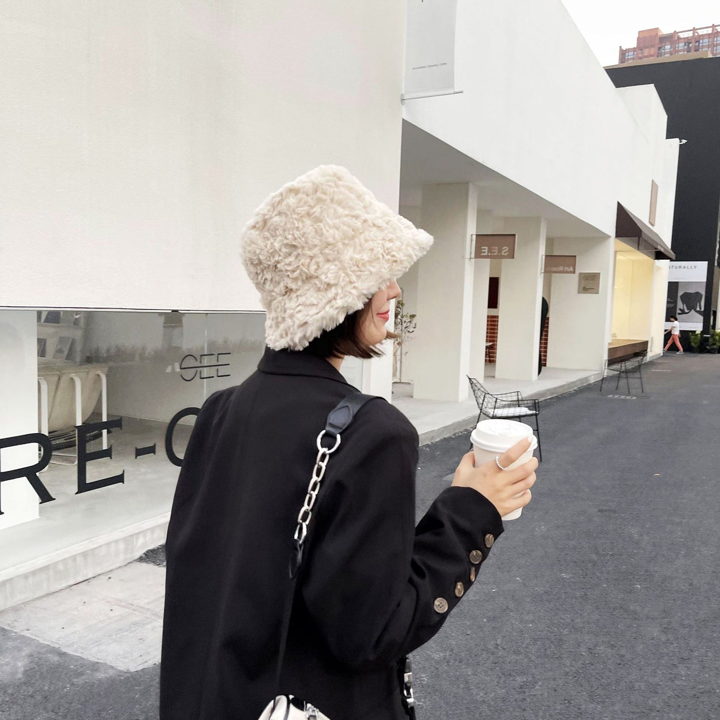 Women's Fashion Solid Color Double-sided Warm Lambswool Hat