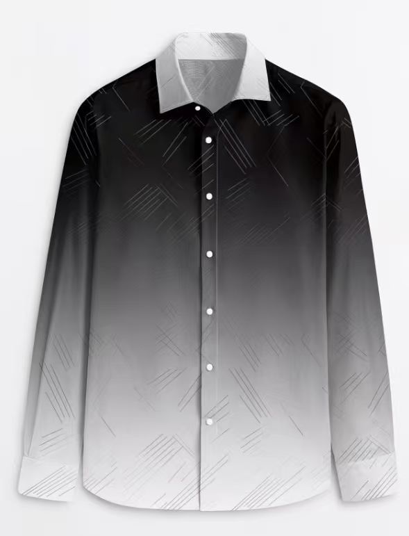 Men's Slim-Fit Long-Sleeve Shirt With Linear Print