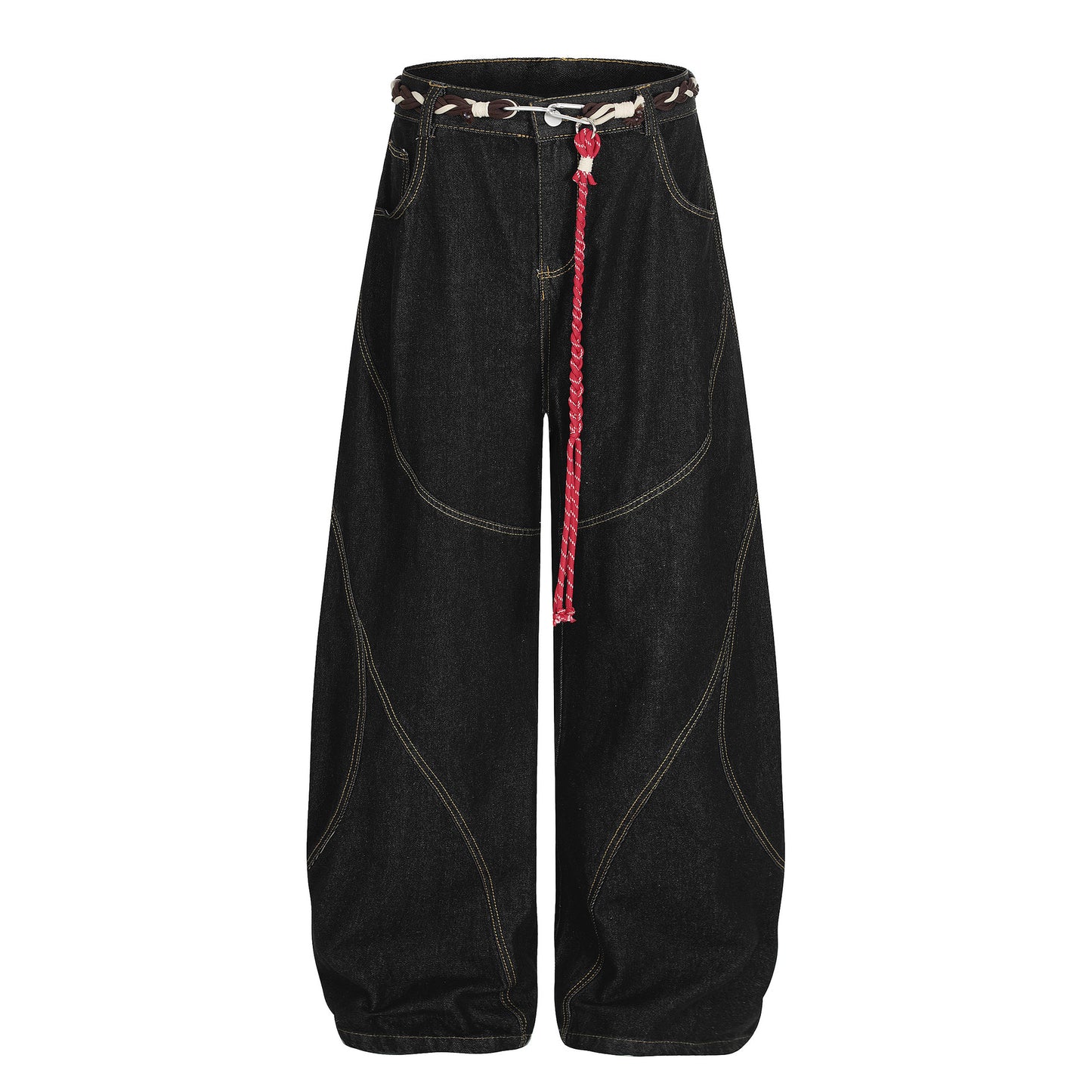 Retro Patchwork Taljekæde Vasket Machete Jeans Til Mænd Og Kvinder