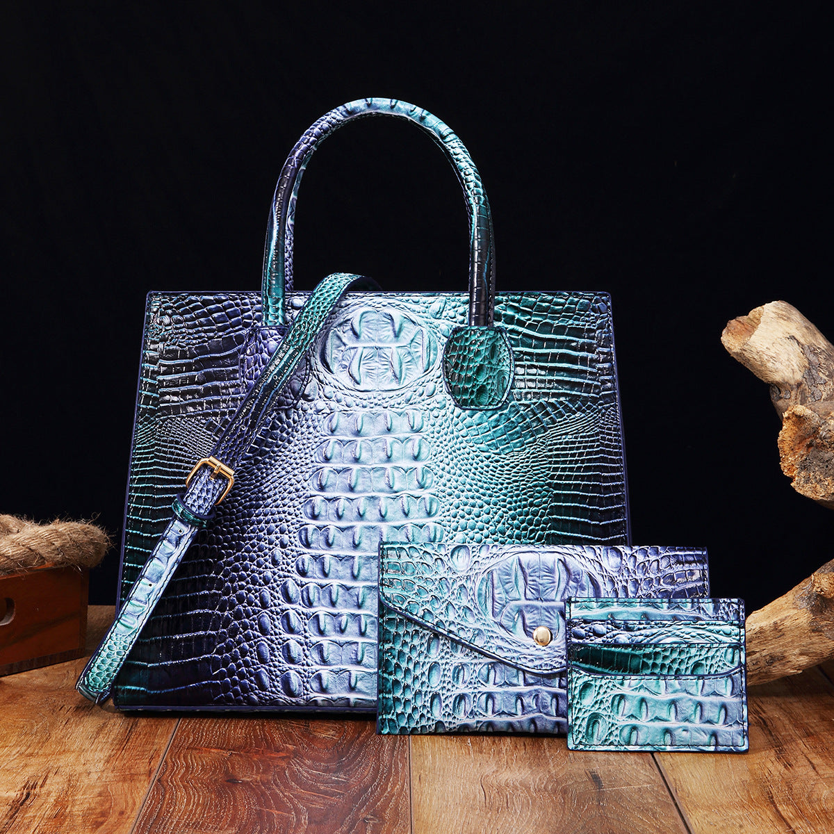 Womens Crossbody Tote Bag  With Vibrant Crocodile-Grain Design In The Brummie Style