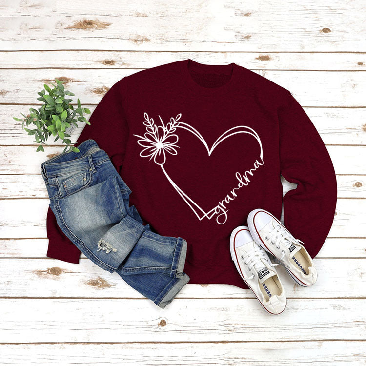 Langærmet Bedstemor-printet Løs Sweater