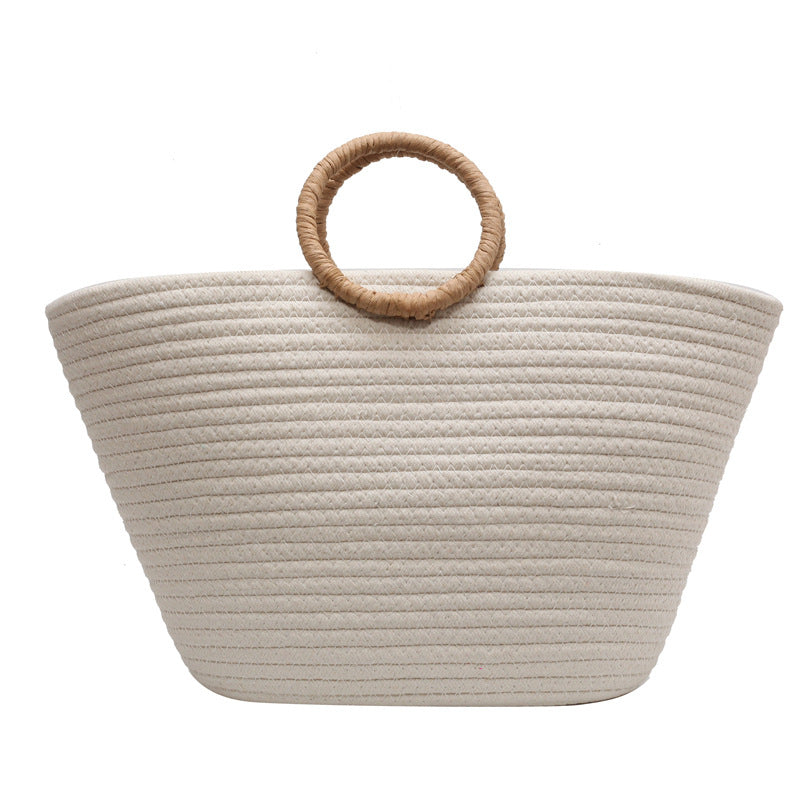 Large Capacity Cotton Rope Woven Beach Holiday Tote