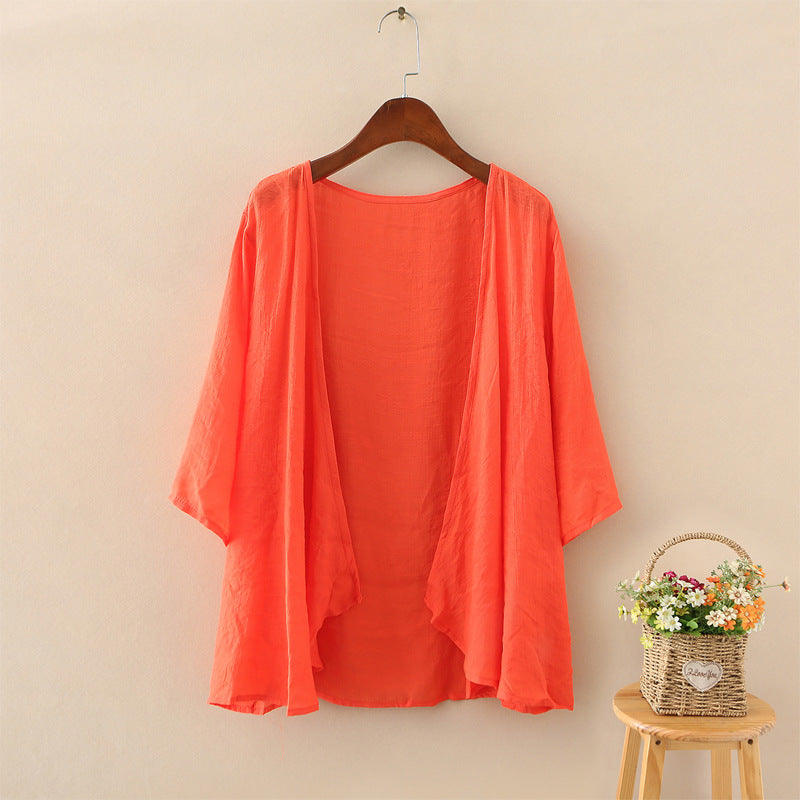 Cotton And Linen Outer Cardigan Women's Thin Shawl Summer