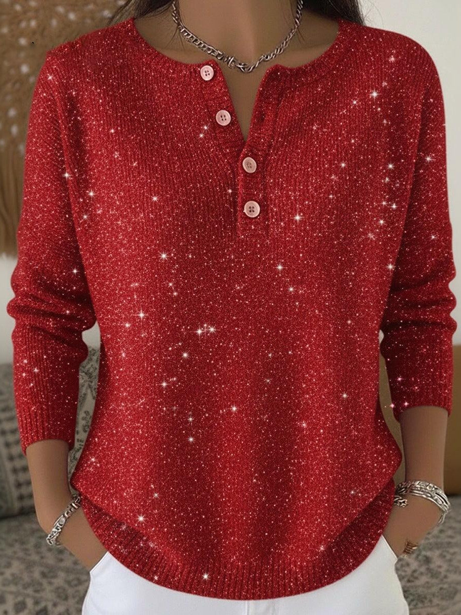 Retro Christmas 3D Digital Printing Four-button Stand Collar T-shirt