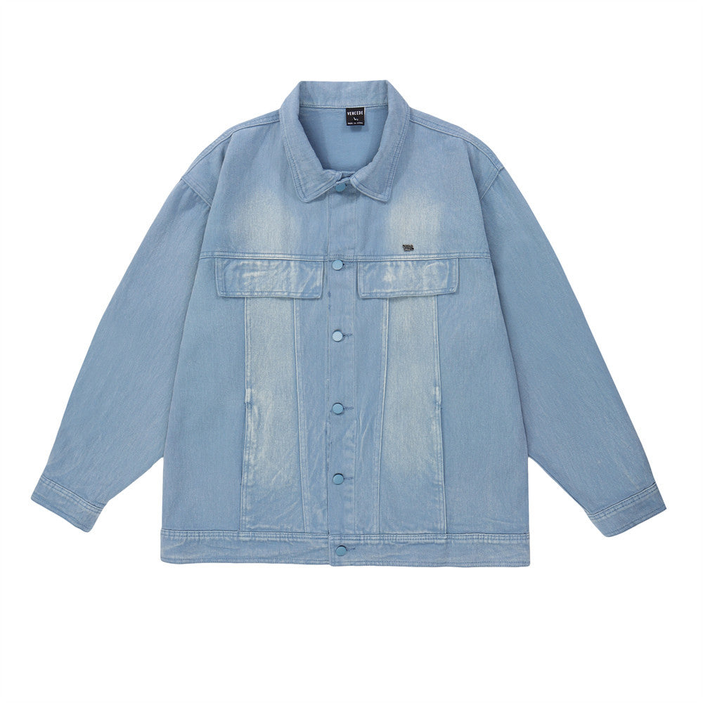 All-match Washed Vintage Washed Lapel Workwear Jacket American Casual