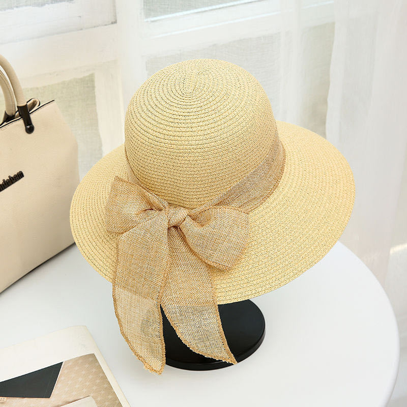Straw Hat Women's Sunscreen Large Eaves Beach Sunshade