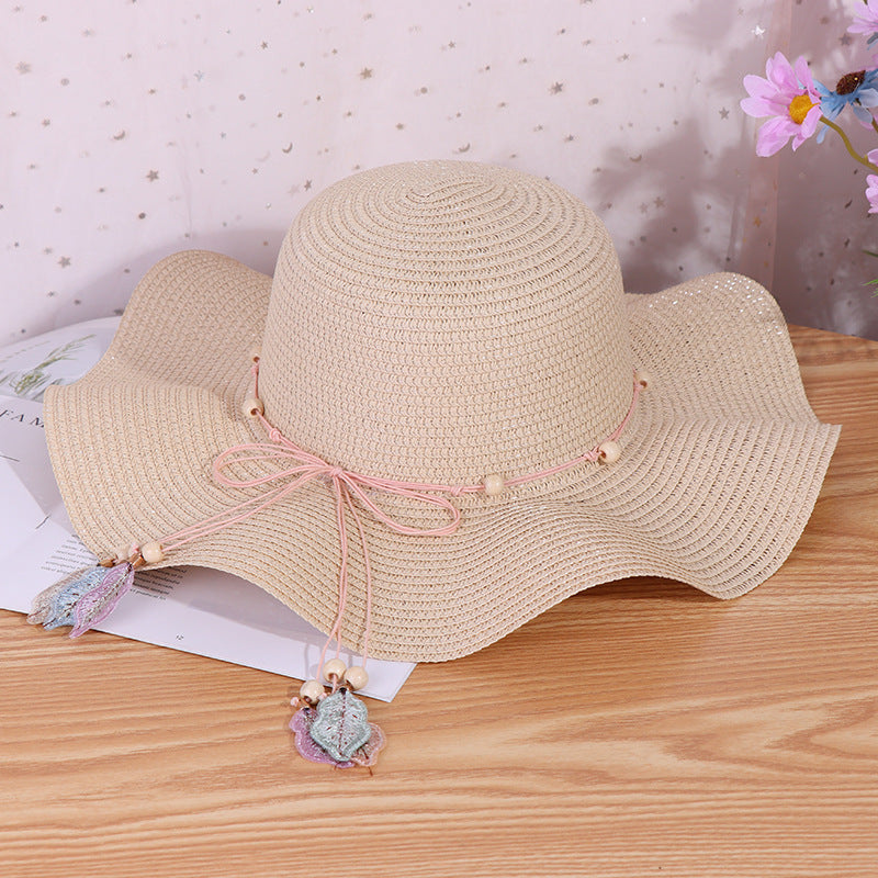 New Ladies Big Brim Wave Straw Hat Outdoor Shade