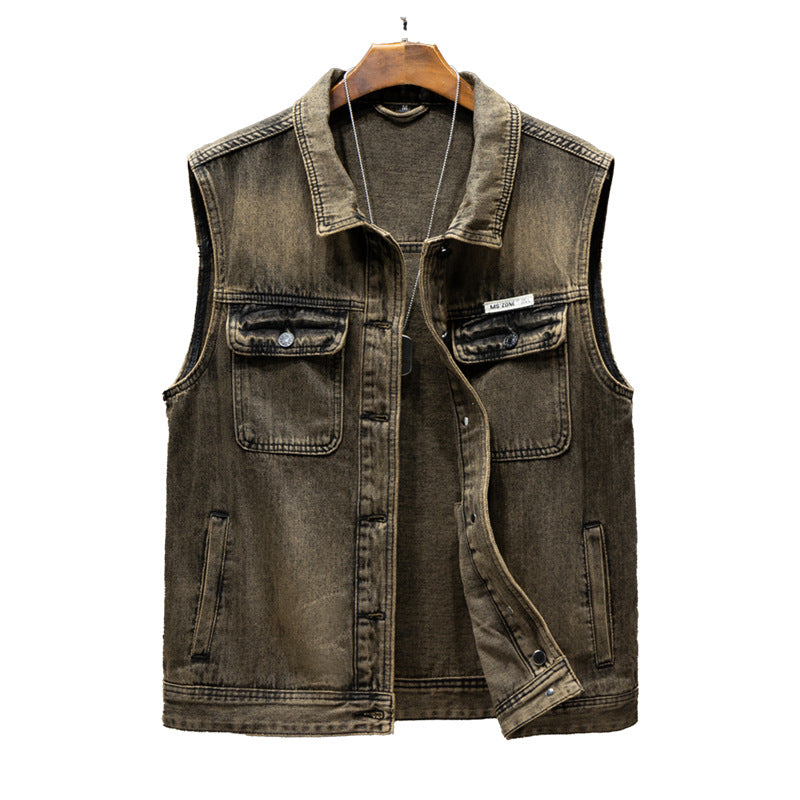 Denim Coat Men's Loose-fitting Waistcoat Workwear Tops