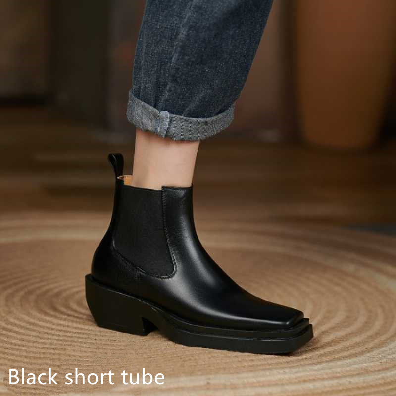 Autumn And Winter Women's Shoes Fashion Boots Net Red Soft Leather