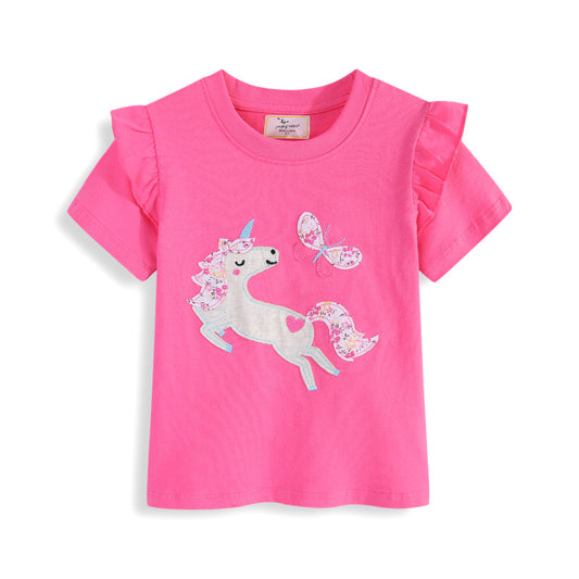 Embroidered Pattern Kids' Short-Sleeve T-Shirt