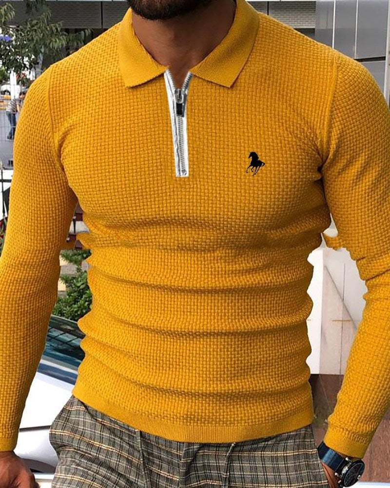 Afslappet Revers Pullover Digital Print Til Mænd