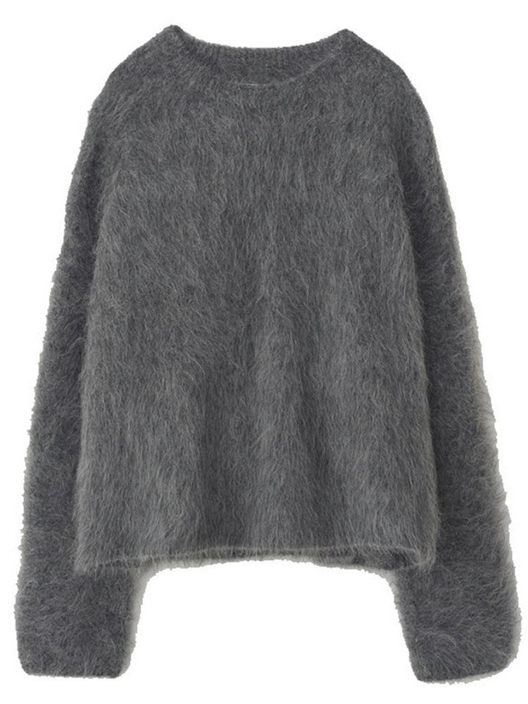 White Round Neck Thick Sweater For Women Loose And Idle Soft Glutinous