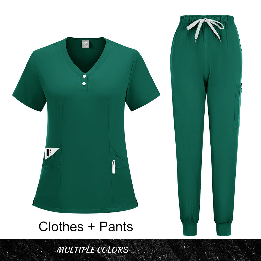 Stylish Casual Scrub Set For Women Long- Or Short-sleeve Doctor And Nurse Uniform