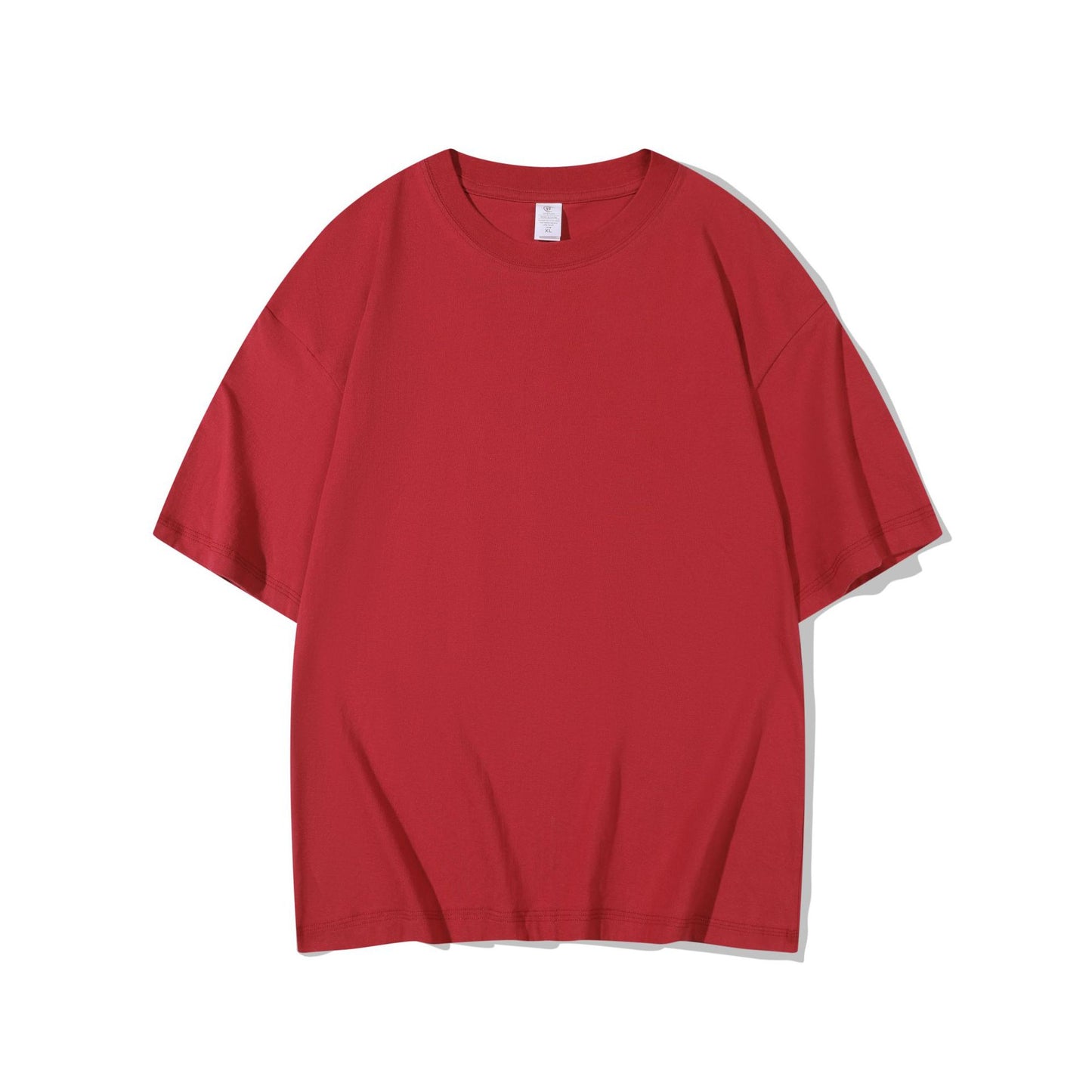 T-shirt i bomuld til mænd, 220g kraftig, ensfarvet, rund hals, korte ærmer
