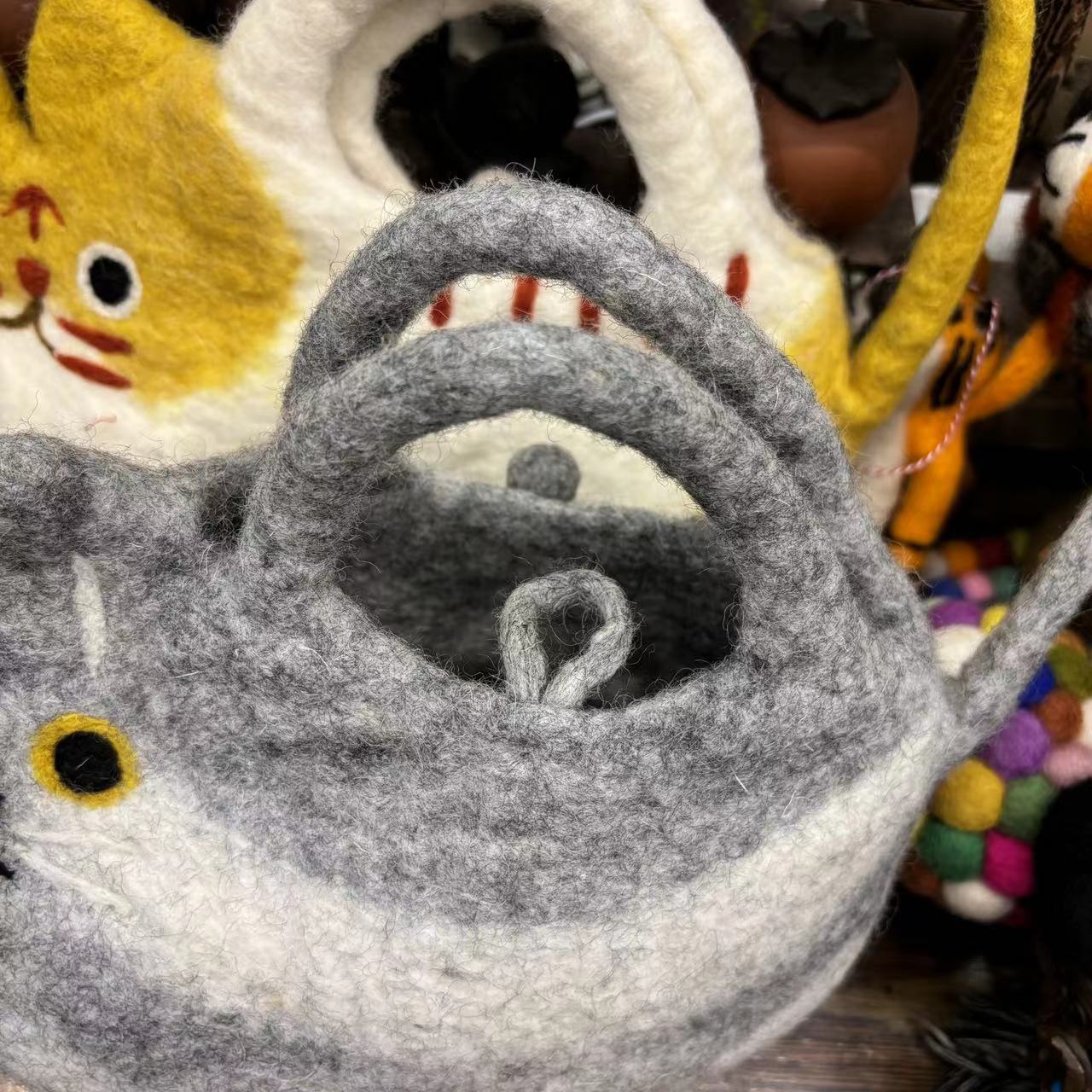 Handmade Nepalese Wool Felt DIY Cute Cat Tote Bag