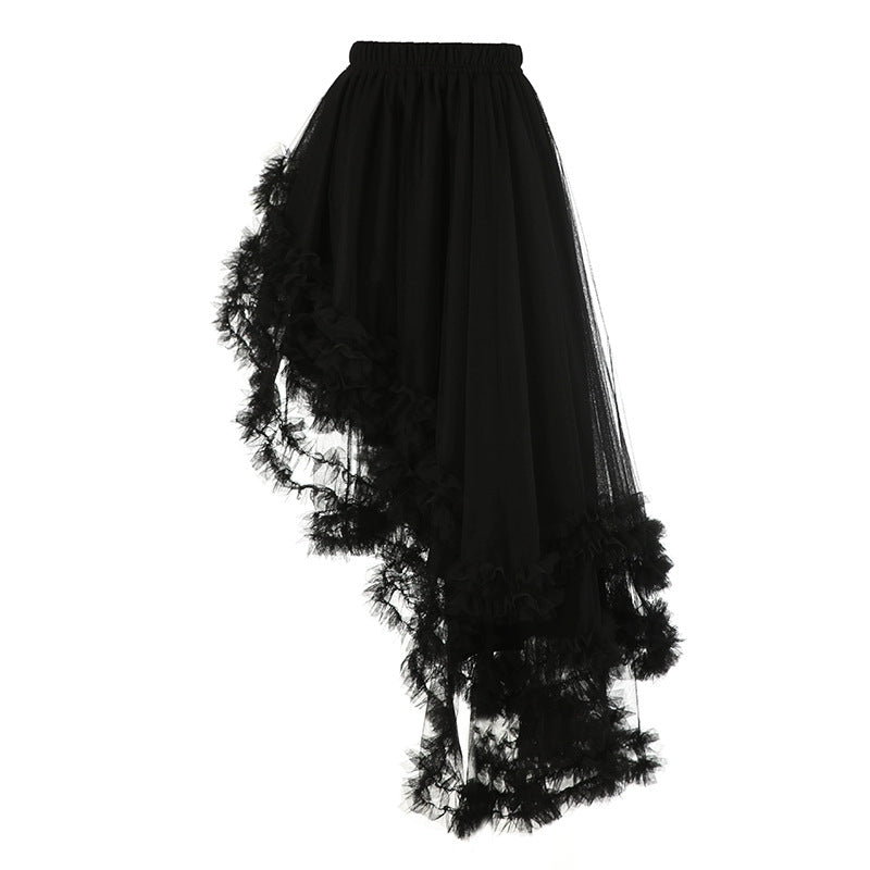 Women's Fashion Mesh Ruffled Irregular Skirt