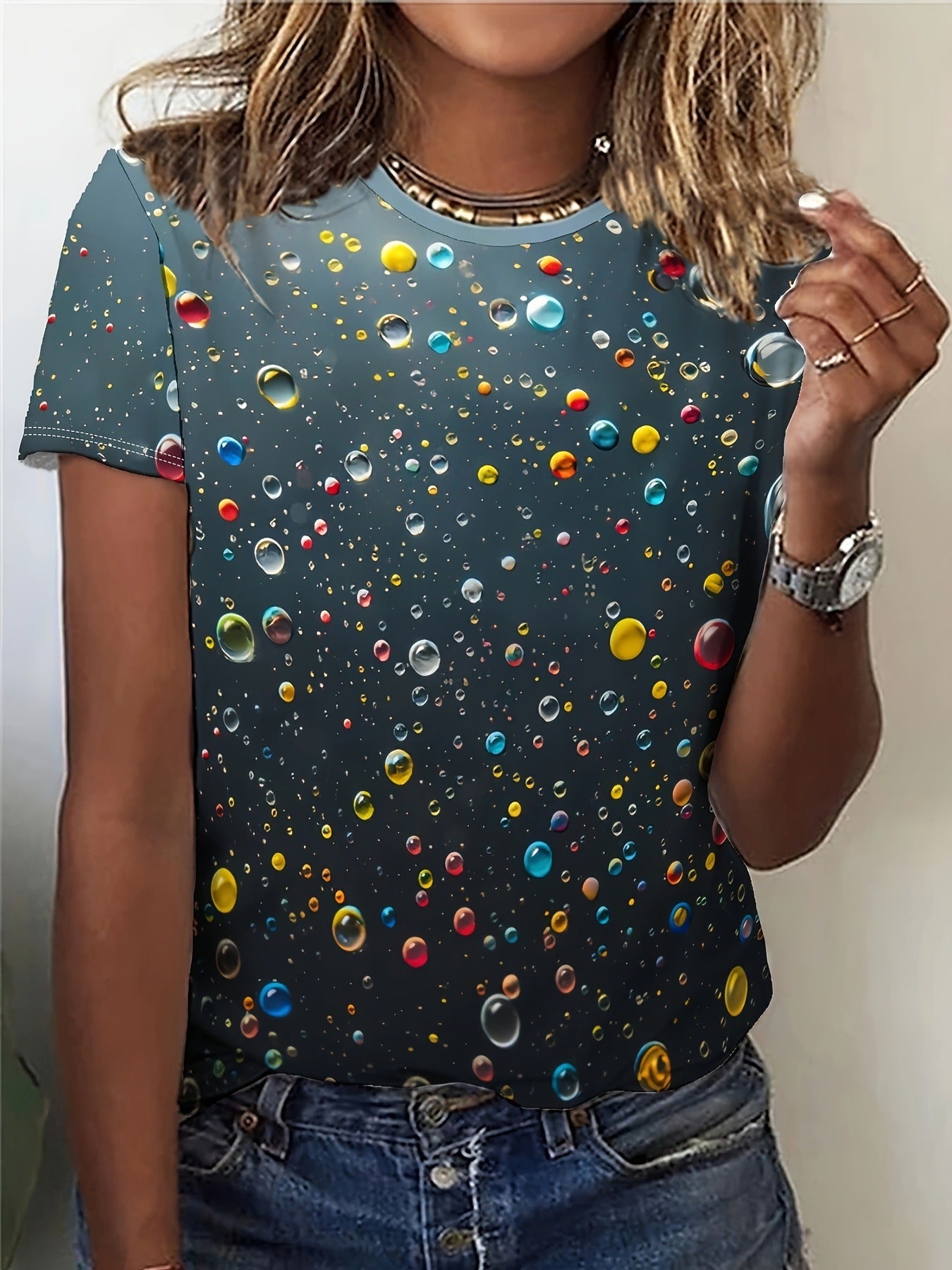 Flower 3D Digital Printing Short Sleeve