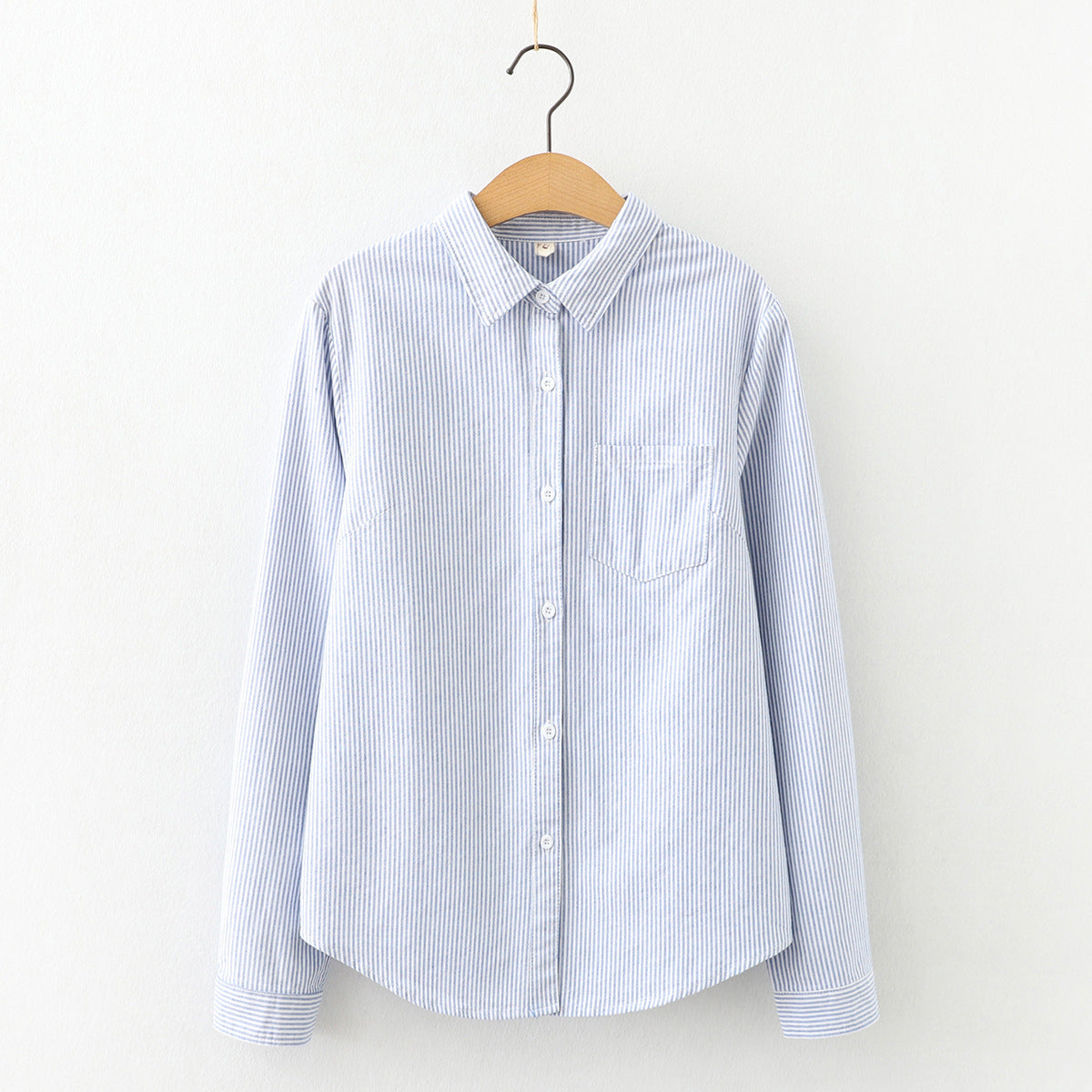 Striped Cardigan Slimming Single-breasted Lapel Long Sleeve Shirt