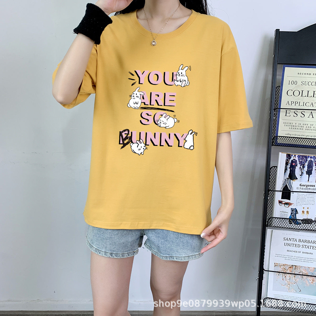 Rabbit Cotton Schoolgirl Short Sleeve Top