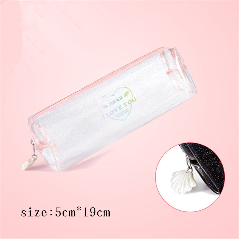 Japanese And Korean Style Shiny Sweet Transparent Zipper Pencil Case