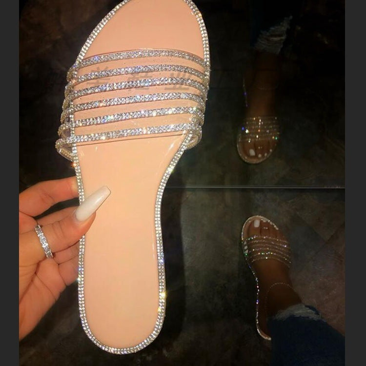 Women's Fashion Dignified Rhinestone Flat Slippers