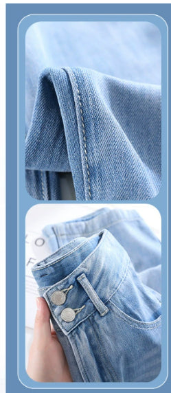 Lyocell Jeans Women's Summer Wide Leg High Waist Thin Loose