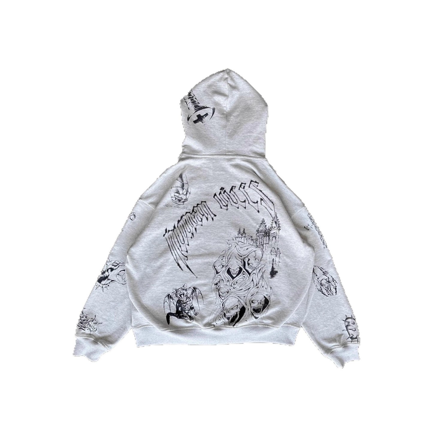 Printed Design Hoodie Loose Zip Sweater