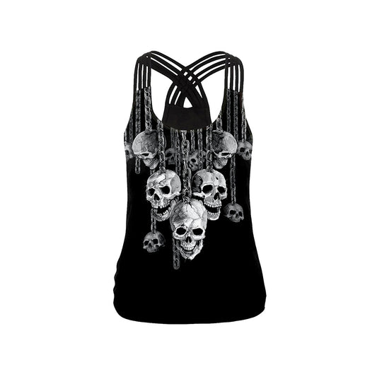 Digital Print Camisole Dødningehovedvest Dame Casual Åndbar Undertrøje