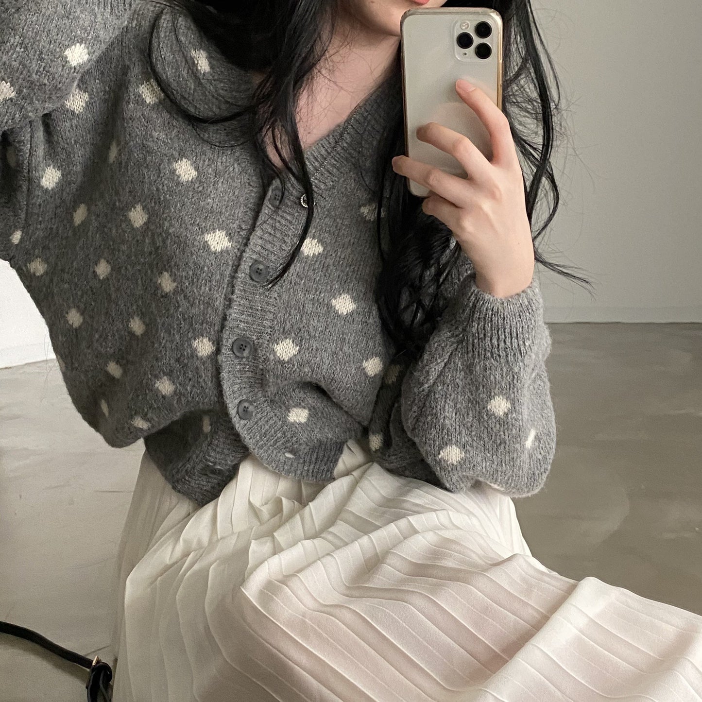 Vintage Knitted Cardigan Coat For Women Thin Sweater Top