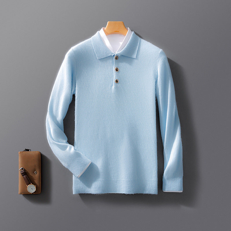 Men's Business Casual Polo Collar Knitted Sweater