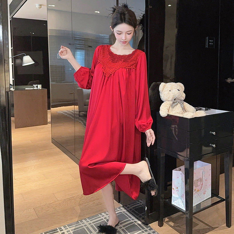 Summer Long-sleeve Plus-size Solid-color Dress