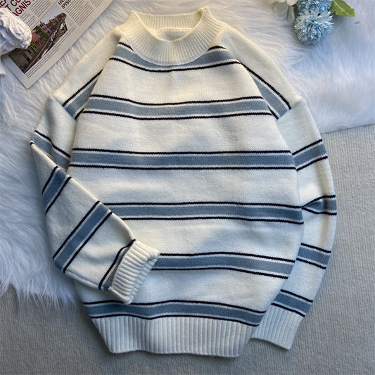 Striped Crewneck Sweater Men's Autumn And Winter Style