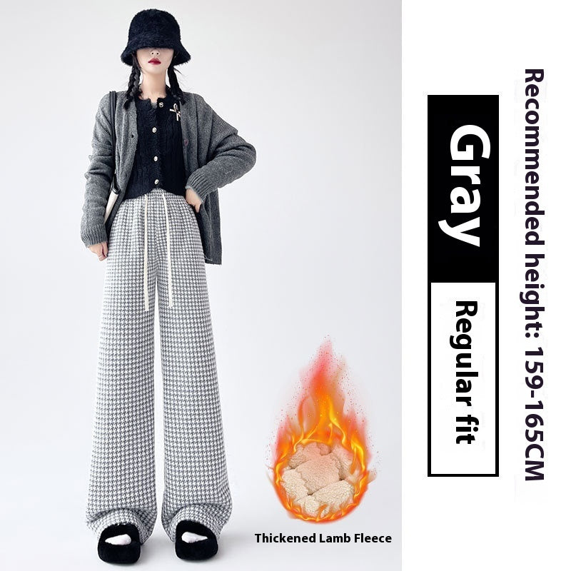 Slankende Lammuld Houndstooth Casual Vidde Bukser