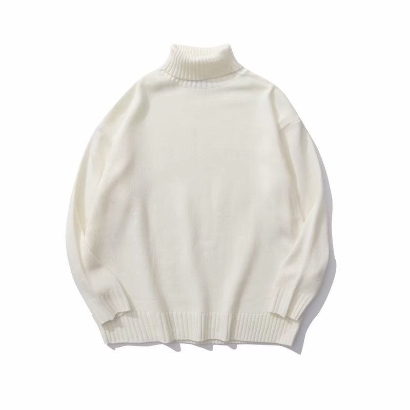 Enkel ny alsidig Turtleneck-sweater til par retro efterår og vinter ny