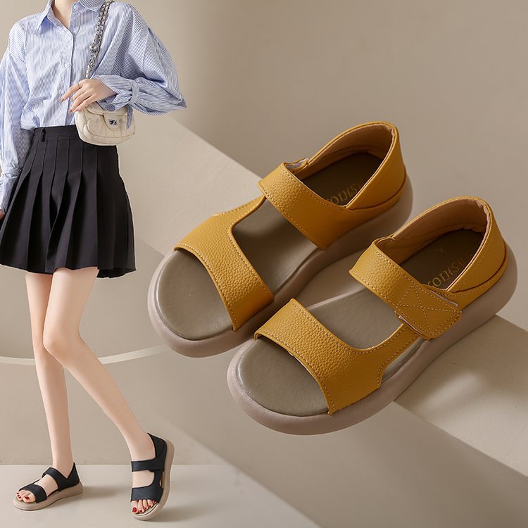 Simple Toe Round Head Thick Bottom Fairy Style Sandals
