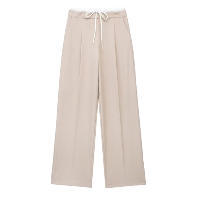 Knot Design Lace-up Side Zip Casual Trousers