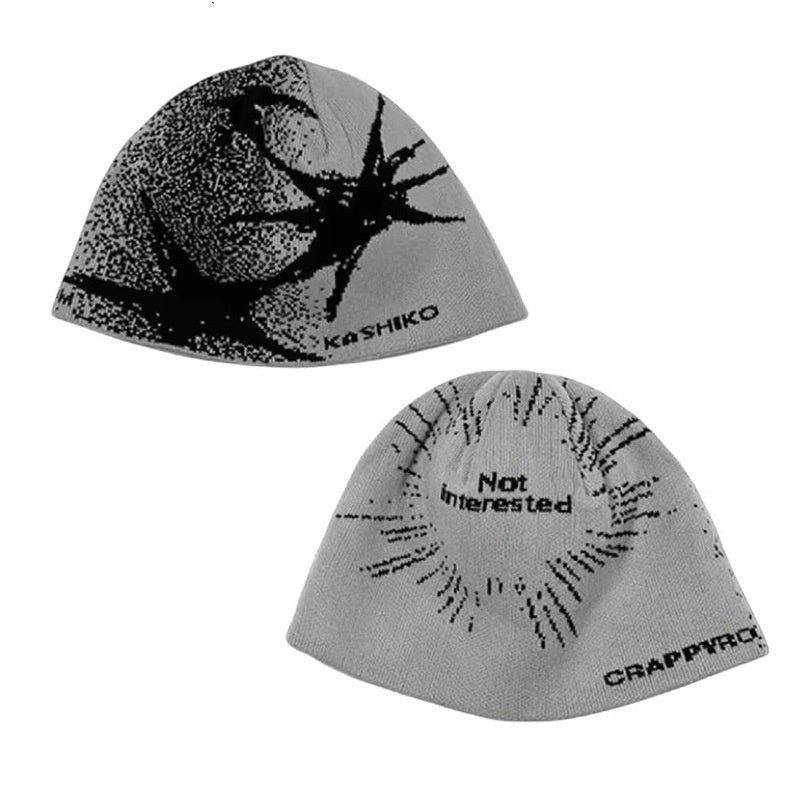 Strikket hue Dame Efterår Og Vinter Vild Ansigt Lille Beanie Hat