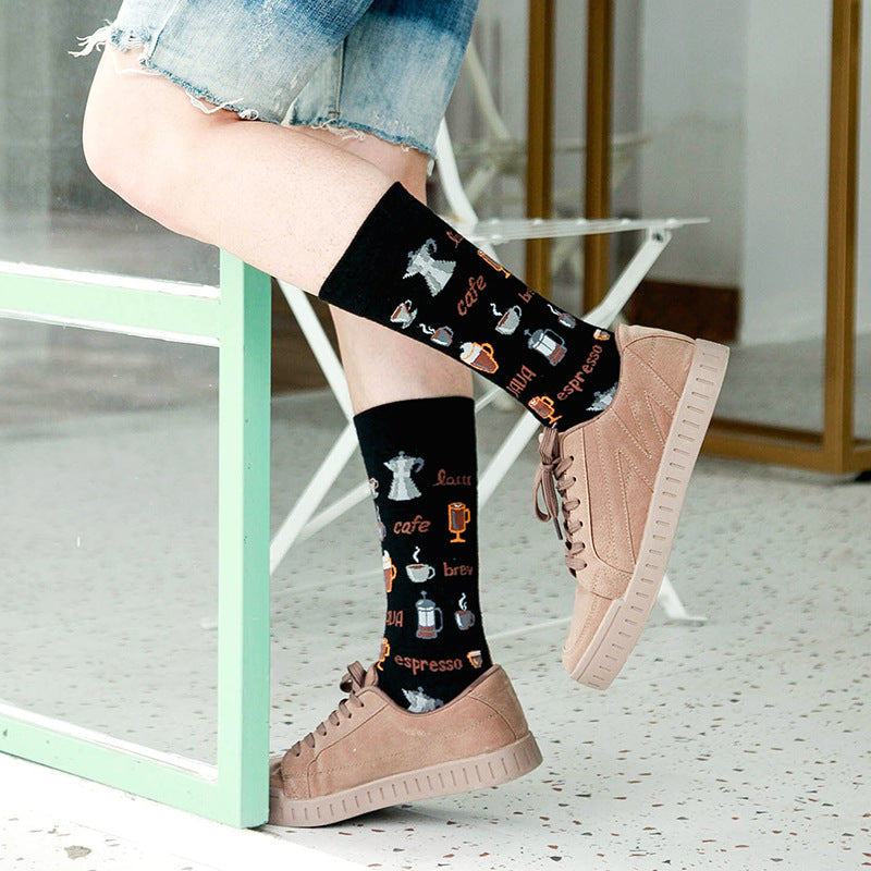 Harajuku Style Sports Mid-calf Length Trendy Male And Female Socks