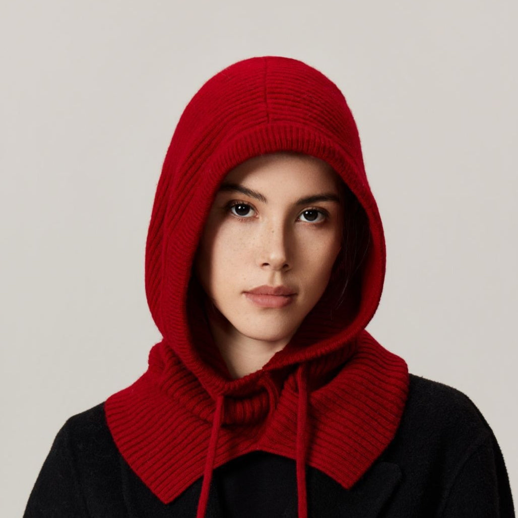 Women's Solid Color High-end Windproof Premium-knit Hat
