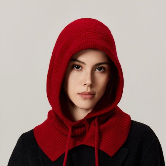 Women's Solid Color High-end Windproof Premium-knit Hat