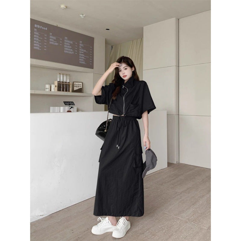 Stylish Relaxed-fit Two-piece Dress Set For Petite Women